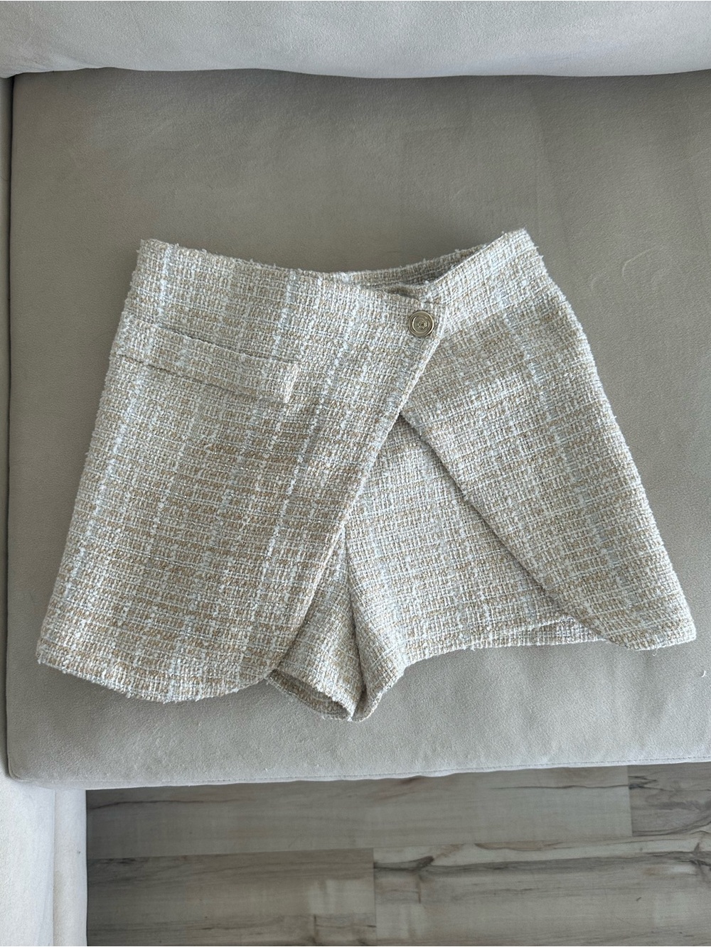NEW Maje Cream Tweed Wrap Skort
